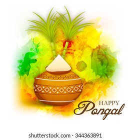 Vector illustration of Happy Pongal greeting card.