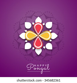 Vector illustration of Happy Pongal greeting card.