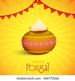 Vector illustration of Happy Pongal greeting card.