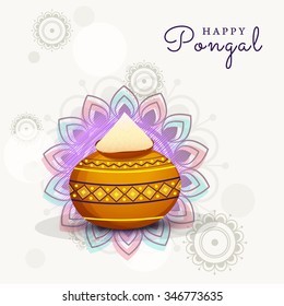 Vector illustration of Happy Pongal greeting card.