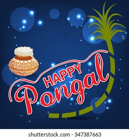 Vector illustration of Happy Pongal greeting card.