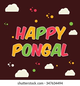 Vector illustration of Happy Pongal greeting card.