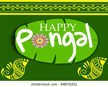 Vector illustration of Happy Pongal greeting card.