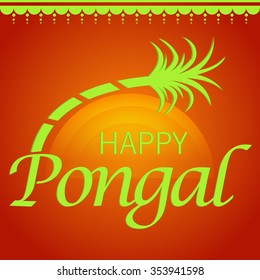 Vector Illustration Happy Pongal greeting card for the festival celebrated in south India.