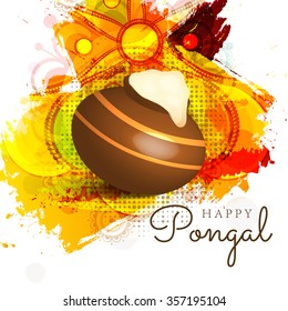 Vector illustration of Happy Pongal greeting card.