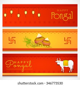Vector illustration of Happy Pongal header.