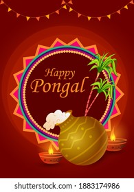 vector illustration of Happy Pongal holiday religious festival celebration background