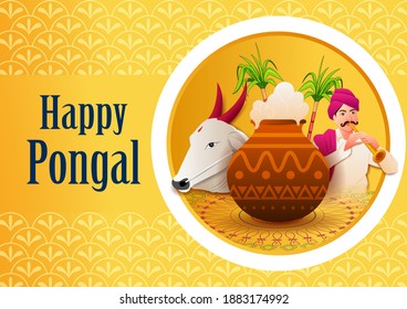 vector illustration of Happy Pongal holiday religious festival celebration background