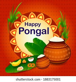 vector illustration of Happy Pongal holiday religious festival celebration background