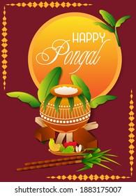 vector illustration of Happy Pongal holiday religious festival celebration background