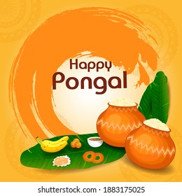 ilustración vectorial de los antecedentes de la celebración del festival religioso de la fiesta feliz de Pongal