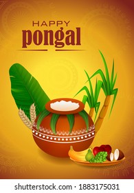 vector illustration of Happy Pongal holiday religious festival celebration background