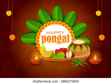 ilustración vectorial de los antecedentes de la celebración del festival religioso de la fiesta feliz de Pongal