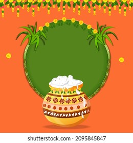 Vector Illustration Of Happy Pongal Holiday Harvest Festival Of South India Greeting Background