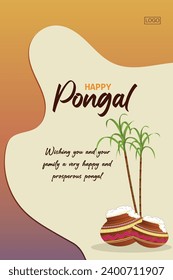 Vector illustration Happy Pongal invitation editable template 