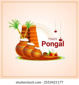 Vector illustration of Happy Pongal social media template