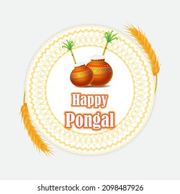 Vector illustration of Happy Pongal, Tamil harvest festival of South India