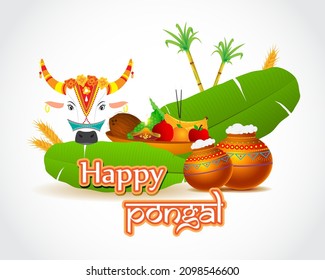 Vector illustration of Happy Pongal, Tamil harvest festival of South India