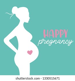 Vector illustration of happy pregnancy. Can be used for cards, flyers, posters.