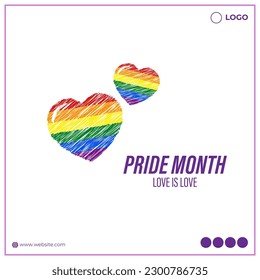 Vector illustration of Happy Pride Month social media story feed set mockup template