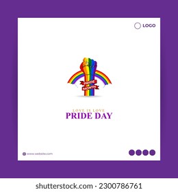 Vector illustration of Happy Pride Month social media story feed set mockup template