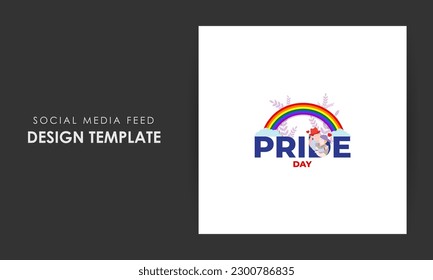Vector illustration of Happy Pride Month social media story feed set mockup template