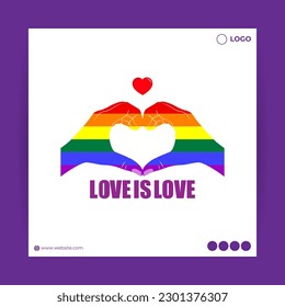 Vector illustration of Happy Pride Month social media story feed set mockup template