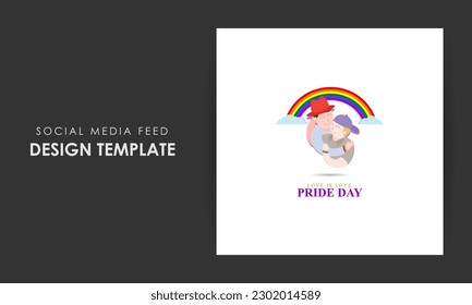 Vector illustration of Happy Pride Month social media story feed set mockup template