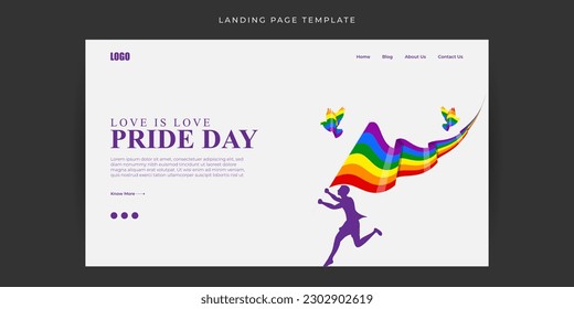 Vector illustration of Happy Pride Month Website landing page banner mockup Template