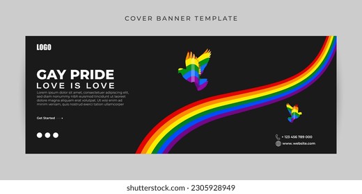 Vector illustration of Happy Pride Month Fb cover banner mockup Template