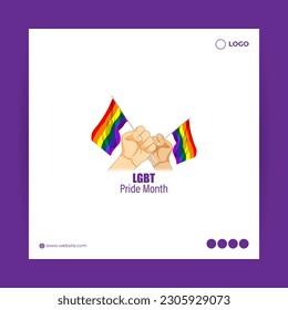 Imagen vectorial del mes del Orgullo Feliz en medios sociales plantilla de simulación