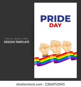 Vector illustration of Happy Pride Month social media story feed set mockup template