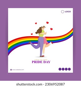 Vector illustration of Happy Pride Month social media story feed set mockup template