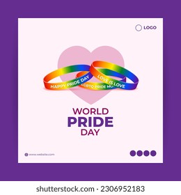 Vector illustration of Happy Pride Month social media story feed set mockup template