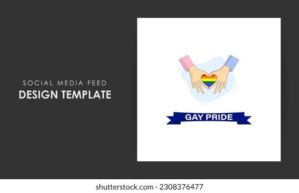 Vector illustration of Happy Pride Month social media story feed set mockup template