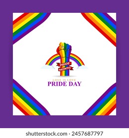 Vector illustration of Happy Pride Month social media feed template