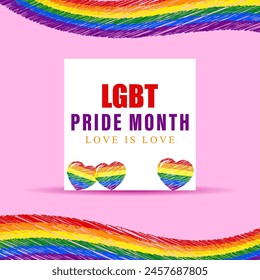 Vector illustration of Happy Pride Month social media feed template