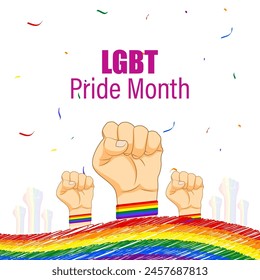 Vector illustration of Happy Pride Month social media feed template