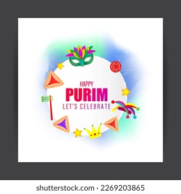 Vector illustration of Happy Purim festival greeting