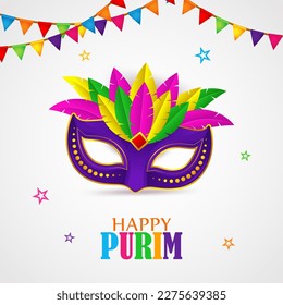 Vector illustration of Happy Purim festival greeting