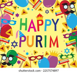 Vector illustration with Happy Purim message