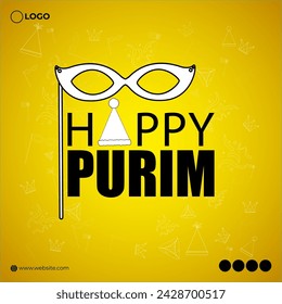 Vector illustration of Happy Purim social media feed template