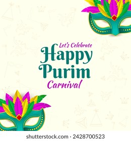 Vector illustration of Happy Purim social media feed template