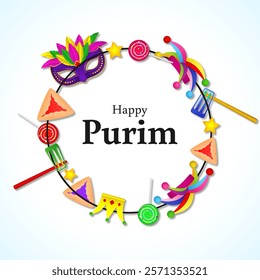 Vector illustration of Happy Purim social media template