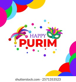 Vector illustration of Happy Purim social media template