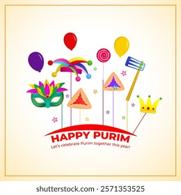 Vector illustration of Happy Purim social media template