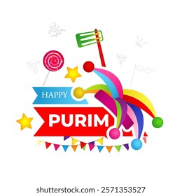 Vector illustration of Happy Purim social media template