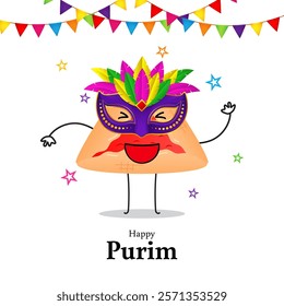 Vector illustration of Happy Purim social media template