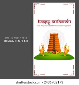 Vector illustration of Happy Puthandu social media feed template