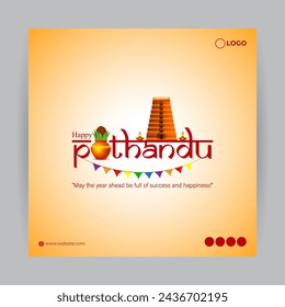 Vector illustration of Happy Puthandu social media feed template